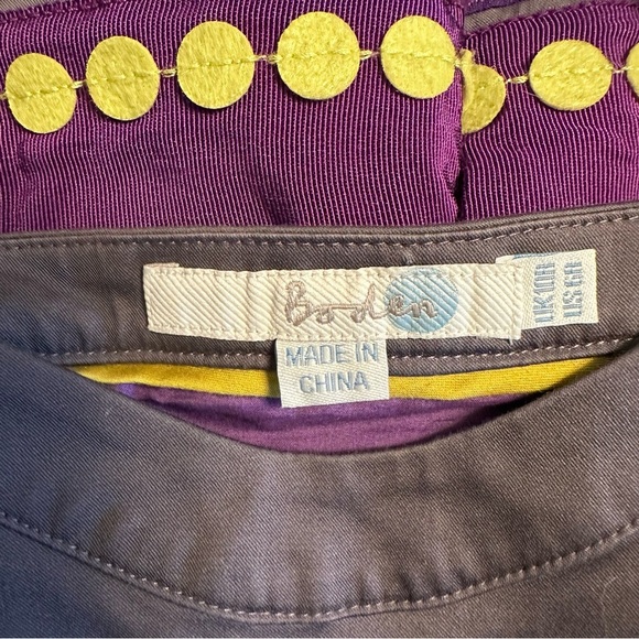 Boden | Women's Gray & Purple Ribbon Detail Pinafore Apron Shift Dress Size 6 - Picture 10 of 12